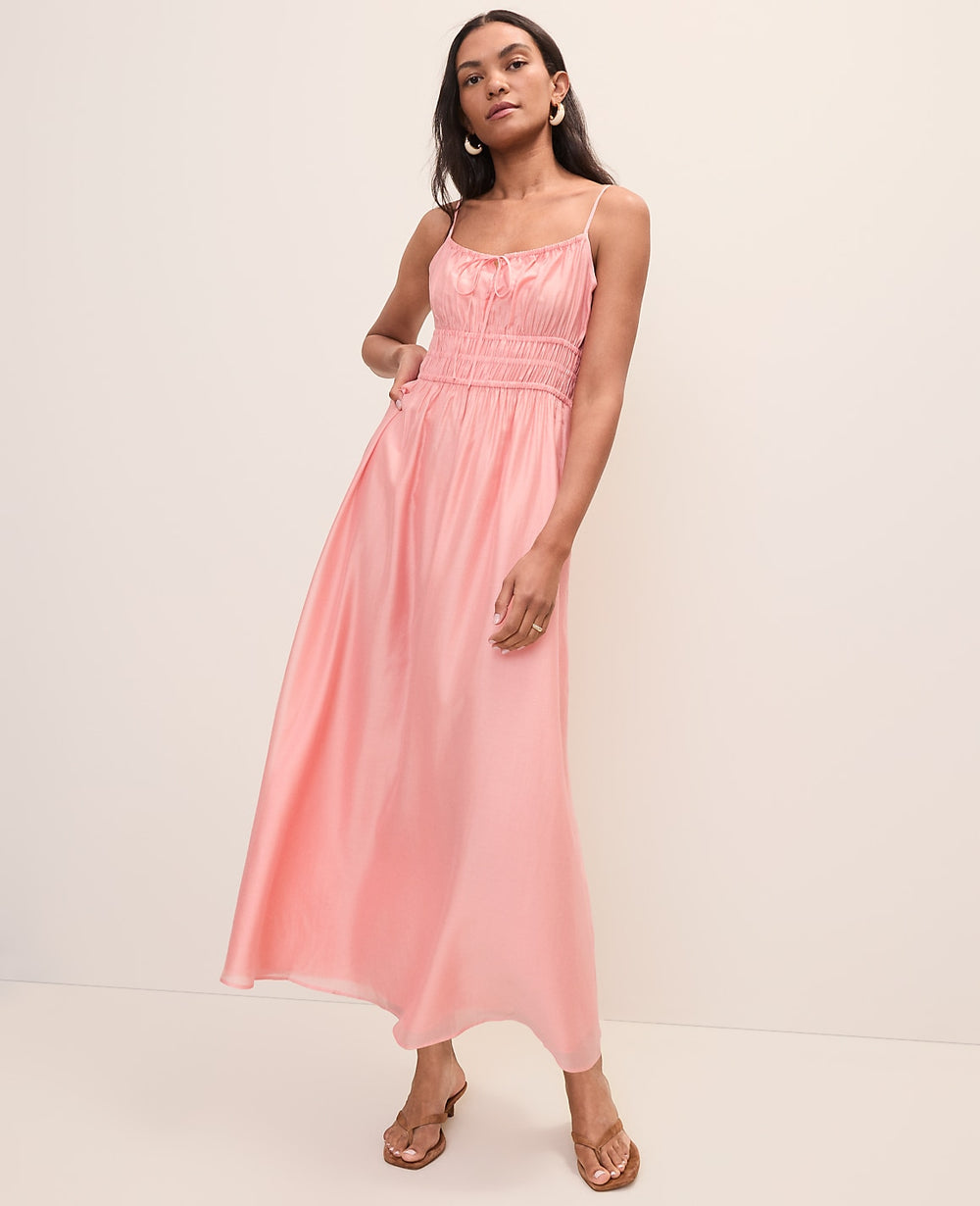 Ann Taylor Light Coral Spice Petite Weekend Gathered Maxi Dress