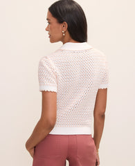 Ann Taylor Pink Multi Petite Weekend Texture Stitch Polo Sweater