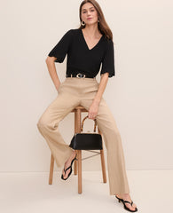 Ann Taylor Cool Sesame The Petite High Rise Trouser in Linen Blend