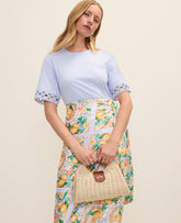 Ann Taylor Crystal Lavender Petite Crochet Trim Relaxed Tee