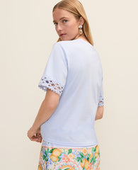 Ann Taylor Crystal Lavender Petite Crochet Trim Relaxed Tee