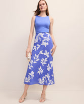 Ann Taylor Dream Blue Petite Floral Bias Slip Skirt in Satin