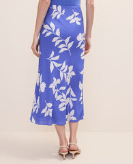 Ann Taylor Dream Blue Petite Floral Bias Slip Skirt in Satin