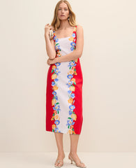 Ann Taylor Bright Cherry Petite Floral Sheath Dress in Linen Blend