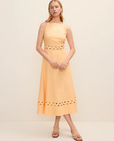 Ann Taylor Tropical Papaya Petite Ric Rac Cutout Dress in Linen Blend
