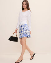 Ann Taylor Pure Ink Petite Paisley Wrap Mini Skirt
