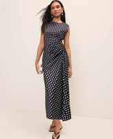 Ann Taylor Night Sky B Petite Polka Dot Maxi Dress in Satin