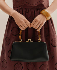 Ann Taylor Black Bamboo Top Handle Bag