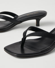 Ann Taylor Black Leather Kitten Heel Sandal