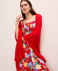 Ann Taylor Bright Cherry Wrap Poncho