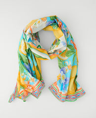 Ann Taylor White Lemon Floral Print Scarf