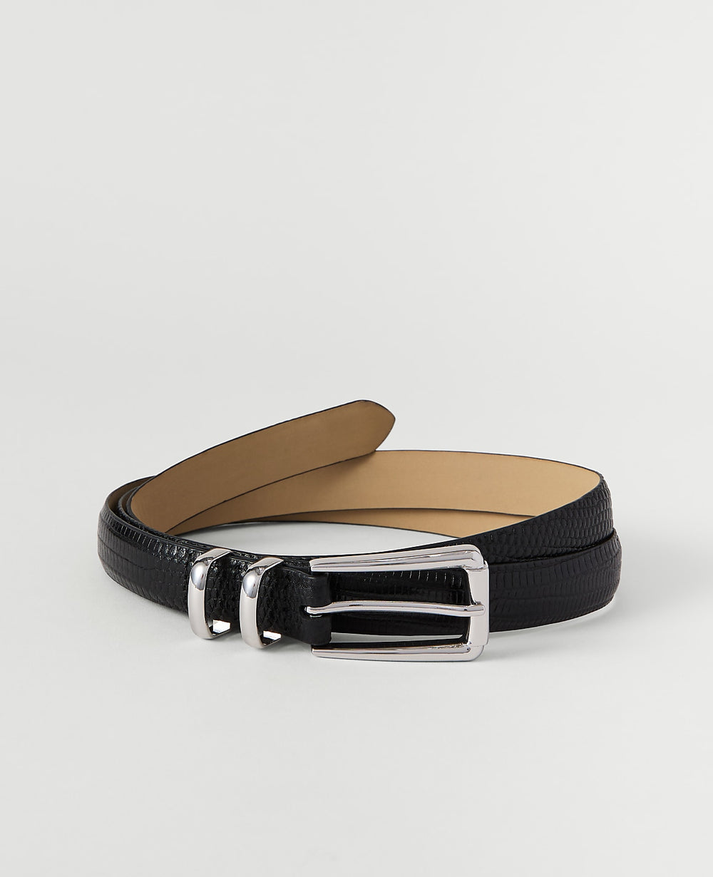 Ann Taylor Black Snake Rectangle Buckle Belt