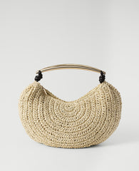 Ann Taylor Natural Hardware Embellished Straw Shoulder Bag