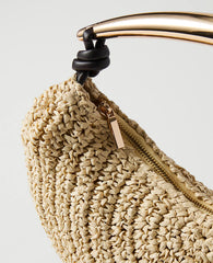 Ann Taylor Natural Hardware Embellished Straw Shoulder Bag