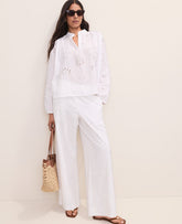 Ann Taylor White 9000 The Eyelet Easy Palazzo Pant