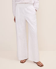 Ann Taylor White 9000 The Eyelet Easy Palazzo Pant