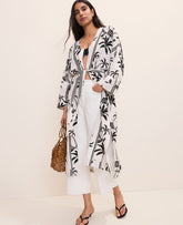 Ann Taylor Winter White Palm Tree Belted Kimono