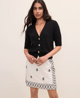 Ann Taylor Black Starfish Button Elbow Sleeve Cardigan