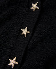 Ann Taylor Black Starfish Button Elbow Sleeve Cardigan