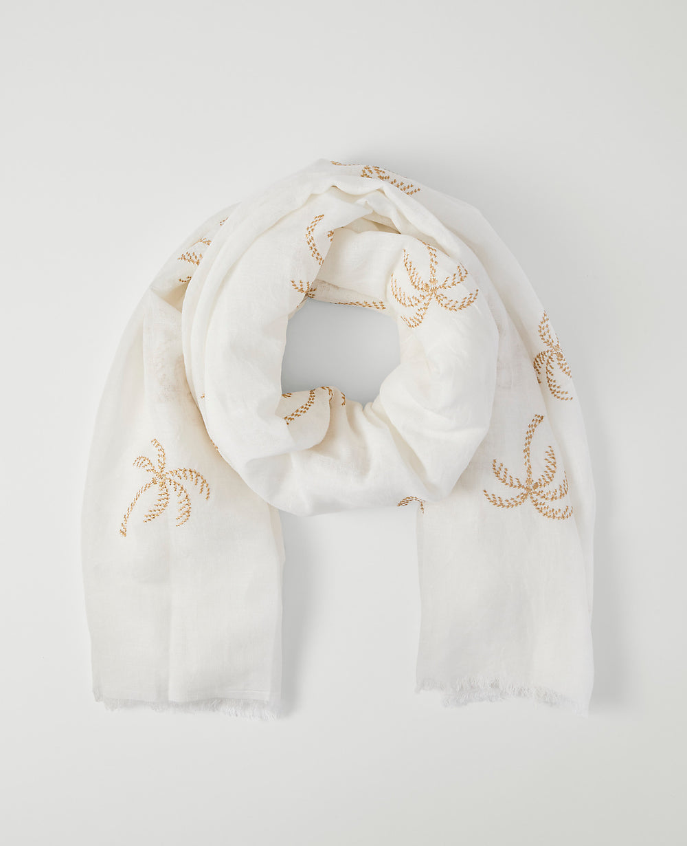 Ann Taylor Winter White Palm Tree Scarf