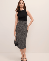 Ann Taylor Black Batik Wrap Midi Skirt