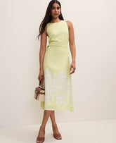 Ann Taylor Lime Slice Eyelet Halter Midi Dress