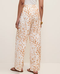 Ann Taylor Cafe Au Lait Easy Wide-Leg Pant in Animal Print Satin