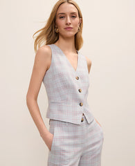Ann Taylor Navy/Red Multi The Tailored Vest in Plaid