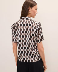 Ann Taylor Black Geo Button Down Shirt