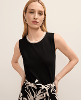 Ann Taylor Black Braid Trim Ponte Top