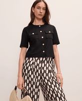 Ann Taylor Black The Crew Neck Jacket in Ponte