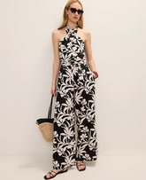 Ann Taylor Black The Wide-Leg Paperbag Pant in Floral Linen Blend