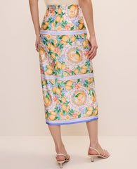 Ann Taylor Limoni Scarf Lemon Wrap Skirt in Satin