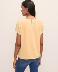 Ann Taylor Tropical Papaya Mixed Media Crew Neck Tee