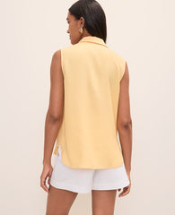 Ann Taylor Tropical Papaya Sleeveless Collar Shirt