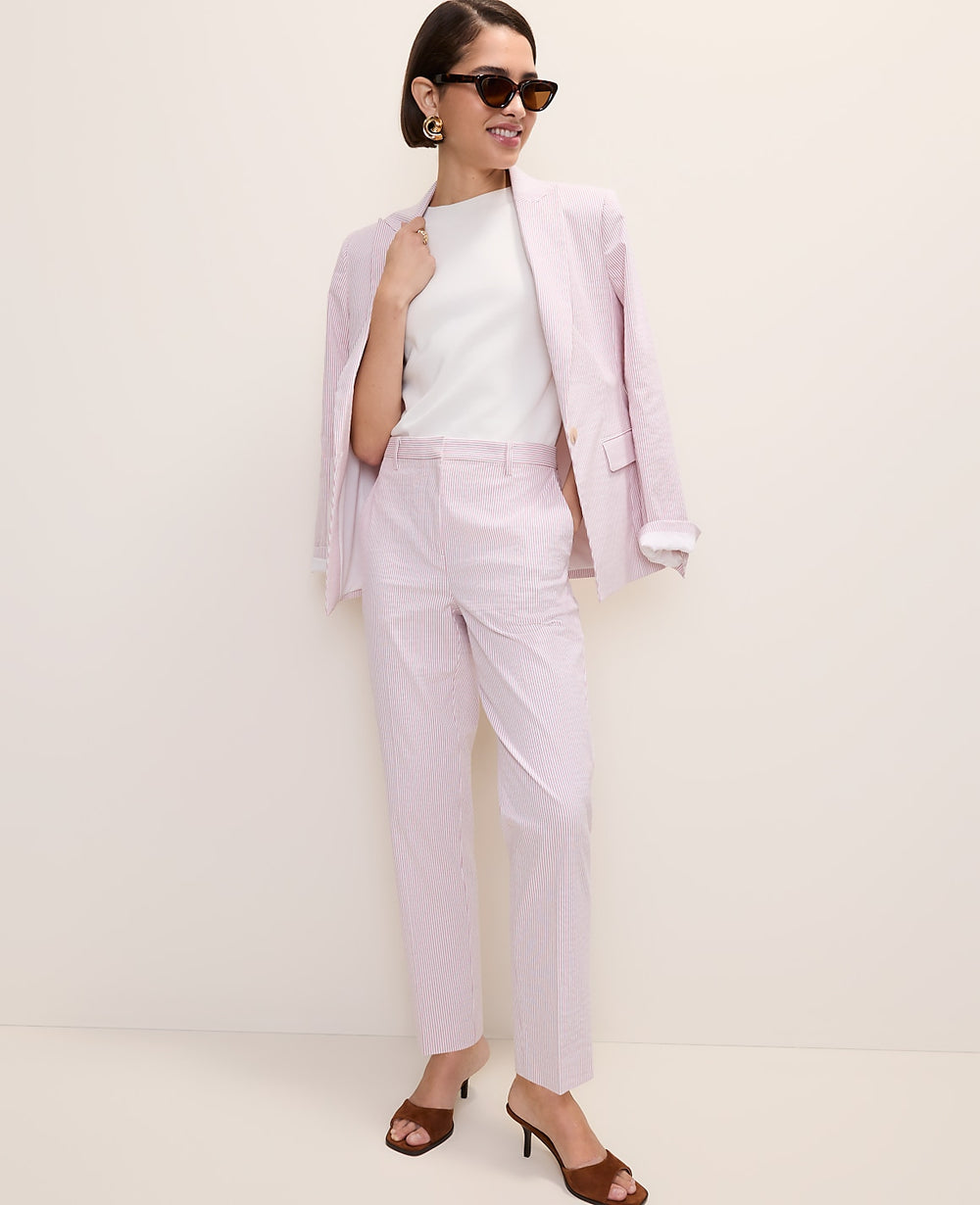 Ann Taylor Pink/White Combo The Ankle Pant in Seersucker
