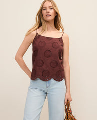 Ann Taylor Rich Walnut Weekend Eyelet Tank Top
