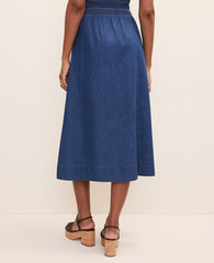 Ann Taylor Medium Wash Weekend Easy Fit Denim Midi Skirt