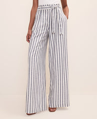 Ann Taylor Subdued Navy The Striped Paperbag Waist Pant in Linen Blend