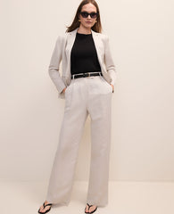 Ann Taylor Natural Flax The Pleated Straight Pant in Linen Blend