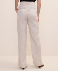 Ann Taylor Natural Flax The Pleated Straight Pant in Linen Blend