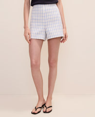 Ann Taylor White/Blue Multi Side Zip Short in Tweed