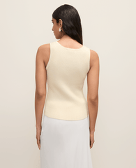 Ann Taylor Yellow Multi Scoop Neck Sweater Shell