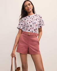 Ann Taylor Night Sky Weekend Floral Crew Neck Top