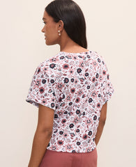 Ann Taylor Night Sky Weekend Floral Crew Neck Top