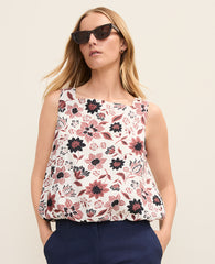 Ann Taylor Night Sky Weekend Floral Tank Top in Linen Blend