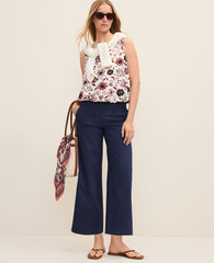 Ann Taylor Night Sky Weekend Floral Tank Top in Linen Blend