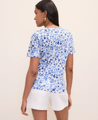 Ann Taylor Pure Ink Paisley Crew Neck Tee