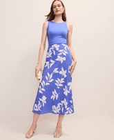 Ann Taylor Dream Blue Floral Bias Slip Skirt in Satin