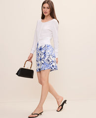 Ann Taylor Pure Ink Paisley Wrap Mini Skirt